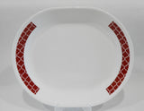 ❤️ 1 Corelle RED CRIMSON TRELLIS 12x10 Serving PLATTER Oblong Entree Chop Plate