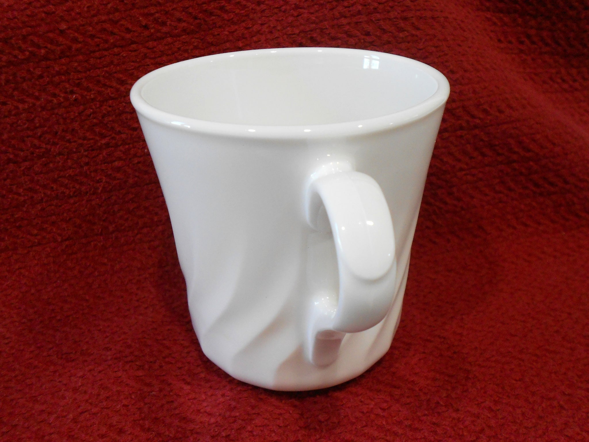 New CORELLE Corning ENHANCEMENTS Swirl 9-oz CUP Vitrelle White Glass   Tarlton Place