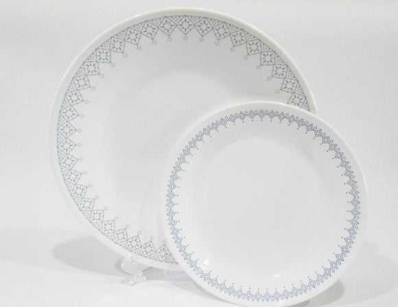 ❤️ 1 Corelle EVENING LATTICE *Choose: DINNER or LUNCH PLATE *Gray Blue Diamonds