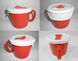 ❤️ 1 HTF Corningware VERMILLION ORANGE RED 20-oz MEAL MUG French White Pop-Ins