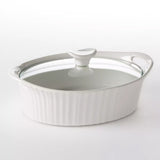 ❤️ 1.5 Qt. Corningware FRENCH WHITE Oval CASSEROLE Roaster Bake Dish & Glass Cover