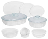 ❤️ NEW 12-pc Corningware FRENCH WHITE Bakeware Set w/ Glass & Plastic Covers