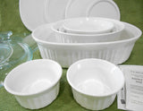 ❤️ NEW 12-pc Corningware FRENCH WHITE Bakeware Set w/ Glass & Plastic Covers