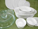 ❤️ NEW 12-pc Corningware FRENCH WHITE Bakeware Set w/ Glass & Plastic Covers