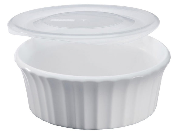 ❤️ NEW Corningware FRENCH WHITE Round 16-oz DISH & COVER Bake Serve Store Bowl