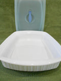 ❤️ NEW Corningware French White 9x13 STONEWARE DISH & Cover in THERMAL CARRIER