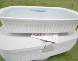 ❤️ NEW Corningware French White 9x13 STONEWARE DISH & Cover in THERMAL CARRIER