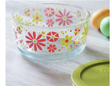 ❤️ NEW PYREX 4 Cup FLOWER POWER Storage Bowl RETRO FLORAL Yellow Pink Petals