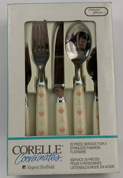 ️ 20-pc Corelle FOREVER YOURS Stainless Steel FLATWARE Sandstone Pink ...