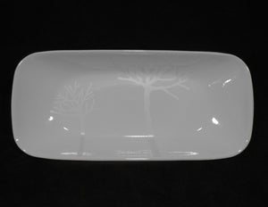 ❤️ Corelle FROST 10x5 APPETIZER TRAY Plate SERVING White Trees Silver Moonbeams