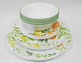 ❤️ 16-pc CORELLE Contemporary Fruit DINNERWARE SET Citrus & Foliage Lemon Lime Orange