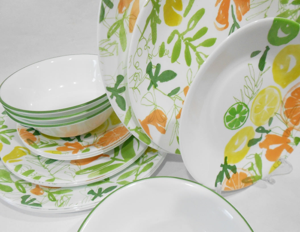 ❤️ 16-pc CORELLE Contemporary Fruit DINNERWARE SET Citrus