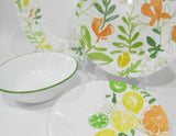 ❤️ 16-pc CORELLE Contemporary Fruit DINNERWARE SET Citrus & Foliage Lemon Lime Orange