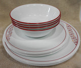 ❤️ NEW 12-pc Corelle FUSION CHILI RED Dinnerware Set *Inspired by Folk Art patterns