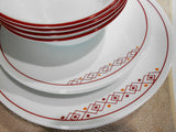 ❤️ NEW 12-pc Corelle FUSION CHILI RED Dinnerware Set *Inspired by Folk Art patterns