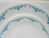 ❤️ 16-pc Corelle GARDEN LACE Dinnerware Set w/Mugs *Teal Turquoise Blue Flourishes