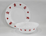 ❤️ 2-pc Corelle GINGERBREAD MEN & HEARTS Christmas PLATTER & SERVING BOWL Valentines