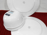 4-pc Corelle GINGERBREAD MEN & HEARTS Dinnerware Set DINNER PLATES Red Rim BOWLS
