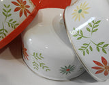 ❤️ 6-pc Corelle HAPPY DAYS Nesting METAL STORAGE BOWL SET & Plastic Covers Retro