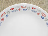 1 Corelle HARBOR TOWN 8.5" LUNCH PLATE *Red Blue Fish Nautical Coastal Ocean