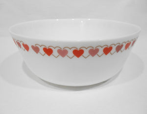 ❤️ CORELLE MilkGlass RED HEARTS 46-oz SERVING BOWL < 1.5-Qt Vegetable 7.5" / Valentine