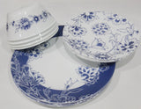 ❤️ NEW 20-pc Corelle INDIGO BLOOMS Dinnerware Set Dark Blue Band w/Floral Sketch