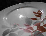 ❤️ 1 Corelle Round KYOTO LEAVES 10.75" DINNER PLATE *Japanese Garden Red Gray