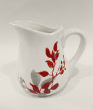 CORELLE Coordinate KYOTO LEAVES Porcelain CREAM & SUGAR BOWL SET Red Gray Leaves