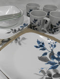 ❤️ New 17-pc Corelle KYOTO NIGHT Dinnerware Set *Blue Japanese Watercolor Leaves