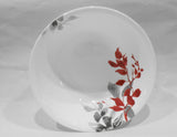 ❤️ Corelle KYOTO LEAVES 2-Qt ROUND 10 1/4" SERVING BOWL Japanese Watercolor Red Gray
