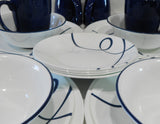 ❤️ 20-pc Corelle LIA ROUND Dinnerware Set / Plates Bowls Mugs Cobalt Blue Curly Swirls