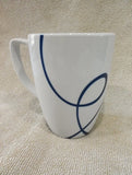 1 Corelle Coordinates LIA SQUARE 12-oz MUG Cup Porcelain Cobalt Blue Curly Swirl