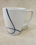 1 Corelle Coordinates LIA SQUARE 12-oz MUG Cup Porcelain Cobalt Blue Curly Swirl