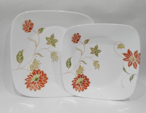 ❤️ CORELLE Square MATILDA >Choice: DINNER or LUNCH PLATE Orange BOHEMIAN FLORAL