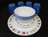 ❤️ 16-pc Corelle MEMPHIS Dinnerware Set w/Mugs *Red Blue Green Yellow Blocks