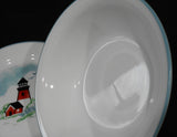 ❤️ NEW Corelle OUTER BANKS 18-oz SOUP BOWL Powder Blue Rim / Lighthouse Nautical