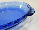 ❤️ Pyrex COBALT BLUE 9.5" Flavor Saver PIE PLATE #229 Scalloped Handles Bake Serve