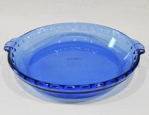 ❤️ Pyrex COBALT BLUE 9.5" Flavor Saver PIE PLATE #229 Scalloped Handles Bake Serve