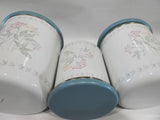 💙 NEW 6-pc Corelle PINK TRIO CANISTER SET Metal Storage w/Wood Lids Pastel Floral