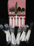 ❤️ 20-pc Corelle PINK TRIO FLATWARE Knives Forks Spoons Stainless Steel Utensils