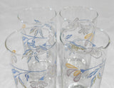 ❤️ 4 Corelle PINK TRIO 16-oz TUMBLER GLASSES Iced Tea Peach Blue Floral Blossoms