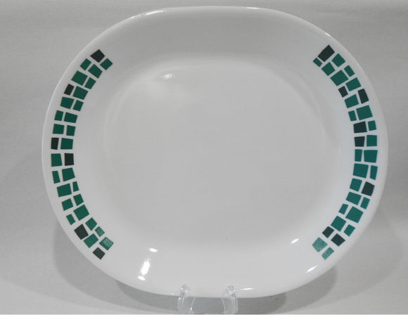 ❤️ CORELLE Precious Colors SERVING PLATTER Entree Plate *Mosaic Tiles EMERALD GREEN