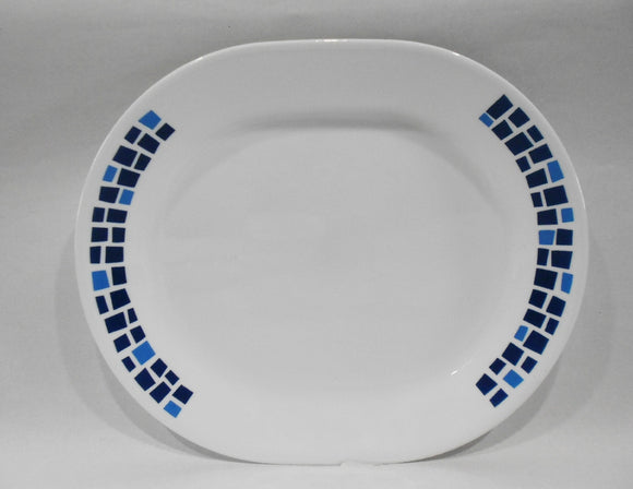 ❤️ CORELLE Precious Colors SERVING PLATTER Entree Plate *Mosaic Tiles SAPPHIRE BLUE
