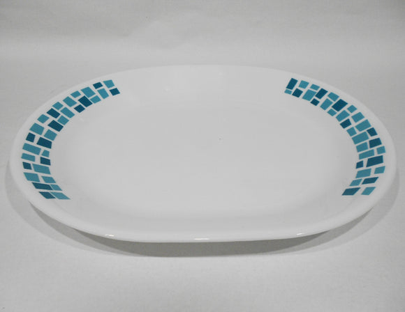 ❤️ CORELLE Precious Colors SERVING PLATTER Entree Plate *TURQUOISE BLUE Mosaic Tiles