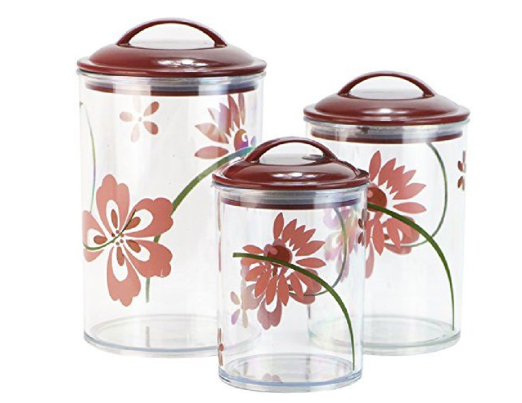 Corelle Storage ️ NEW 3-pc Corelle PRETTY PINK Clear Acrylic CANISTER SET See-thru St ...