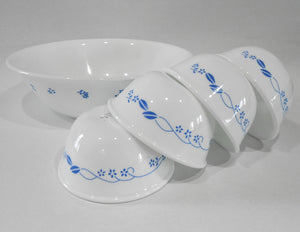 ❤️ 5-pc Corelle PROVINCIAL BLUE SNACK SET 1-Qt Serving Bowl & 6-oz Ramekin Cups