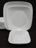 ❤️ NEW 12-pc CORELLE Square VIVID / PURE WHITE Dinnerware Set DINNER LUNCH BOWLS