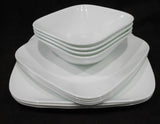 ❤️ NEW 12-pc CORELLE Square VIVID / PURE WHITE Dinnerware Set DINNER LUNCH BOWLS