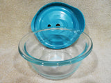 NEW 8200 PYREX PRO Storage 1.67 Cup Round Dish & TURQUOISE Cover *NO VENT TAB