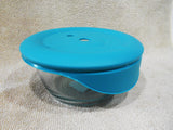 NEW 8200 PYREX PRO Storage 1.67 Cup Round Dish & TURQUOISE Cover *NO VENT TAB